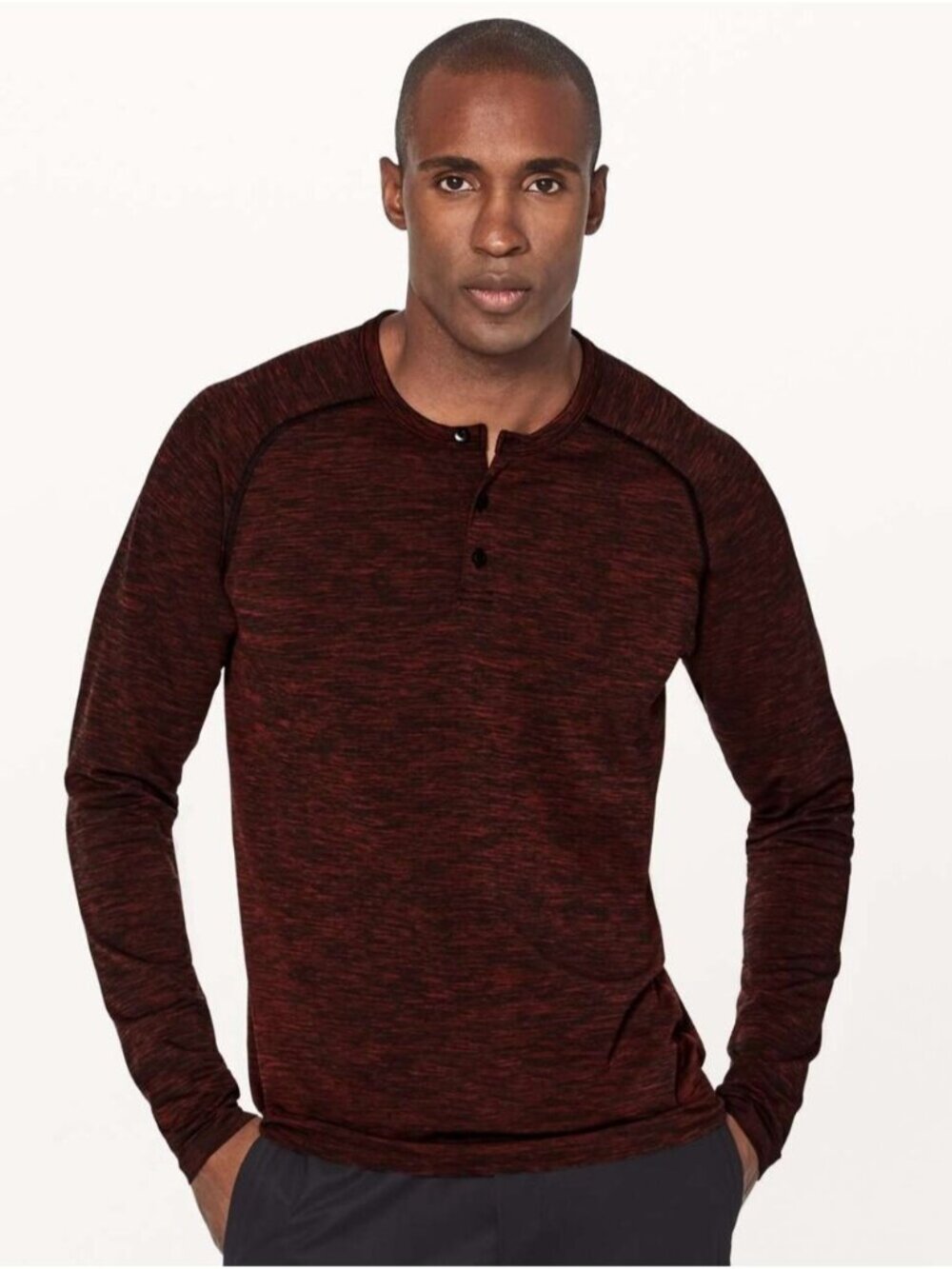 Lululemon Metal Vent Tech Long Sleeve Henley Oxblood / Black